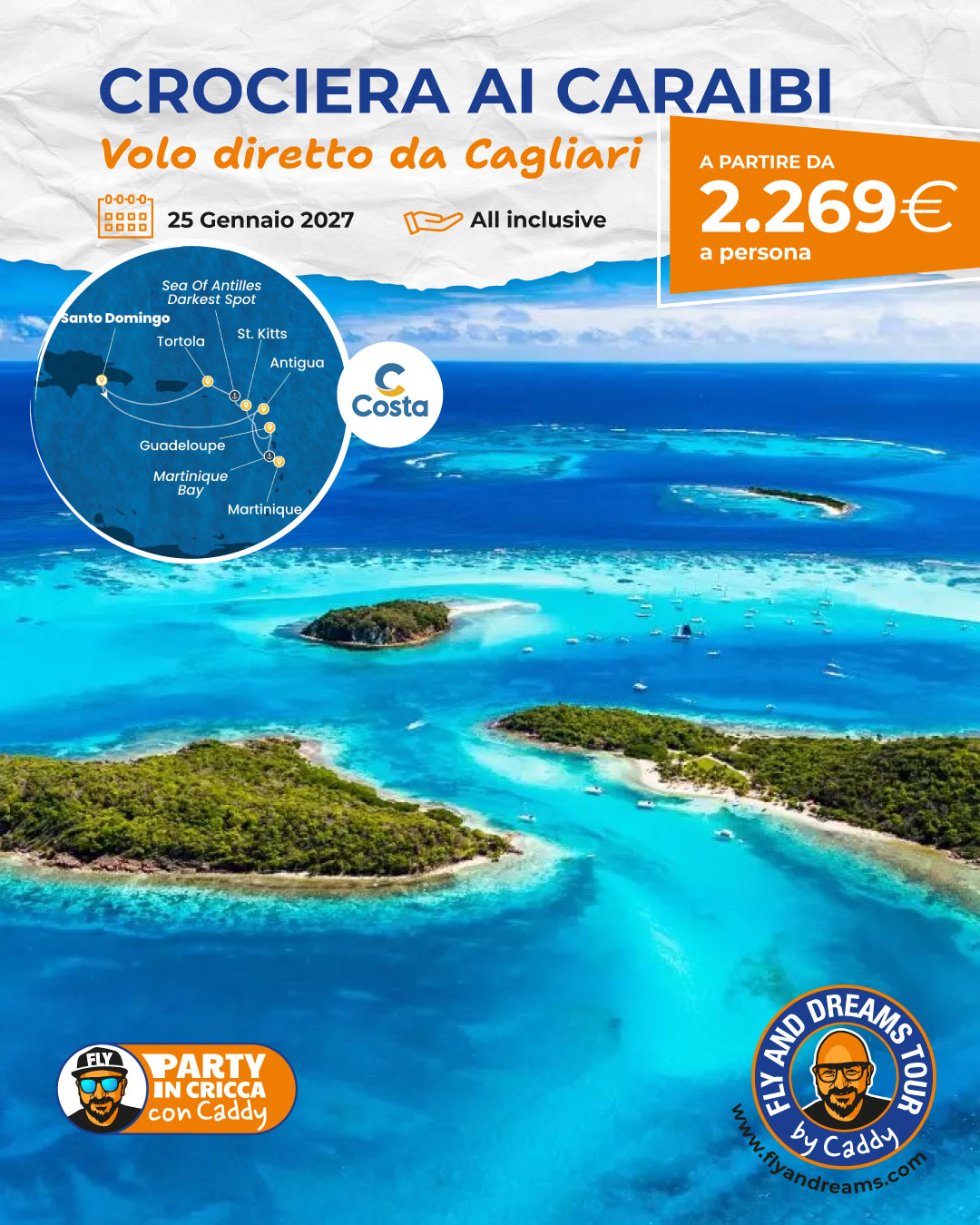 Crociera Caraibi Volo diretto da Cagliari